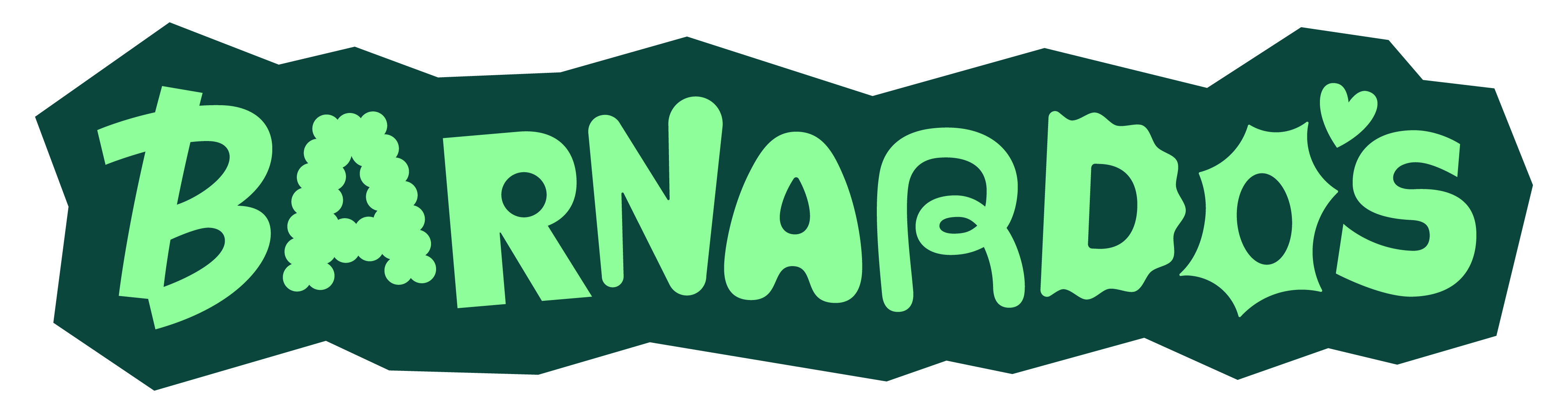 Barnardo's logo in green bubble writing